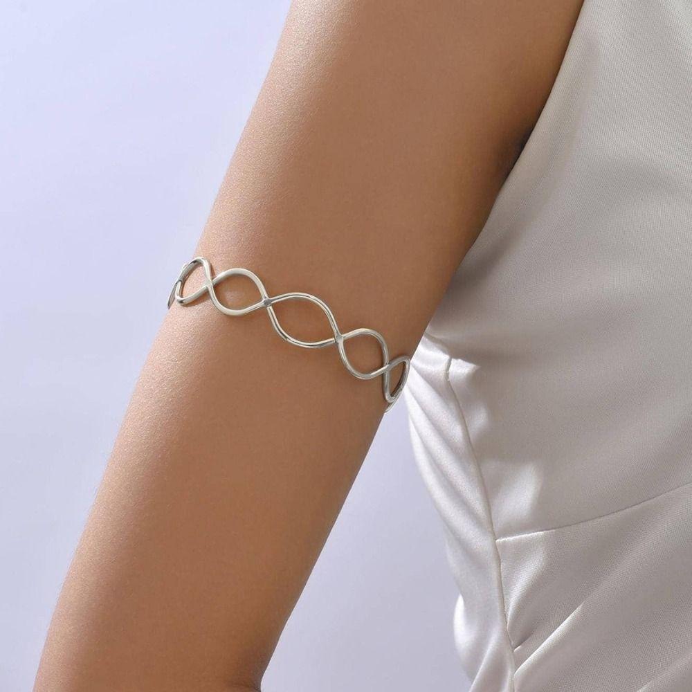 Gold Color Opening Arm Bracelet Metal Arm Bracelet Elegant Armband  Party Occasion