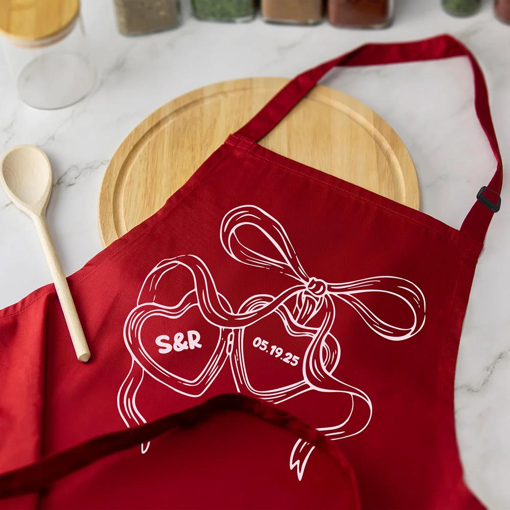 Personliga matchande förkläden för nygifta par Bröllopspresent till brud och brudgum Jubileum Smekmånadspresenter till nytt par