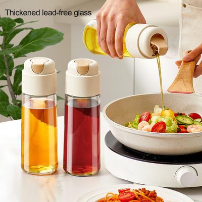 Automatischer Ölspender, Glas-Küchenölflasche mit tropffreiem Ausguss, 320 ml/500 ml, auslaufsichere Saucenmenage für Olivenöl, Essig, Sojasauce, Wein