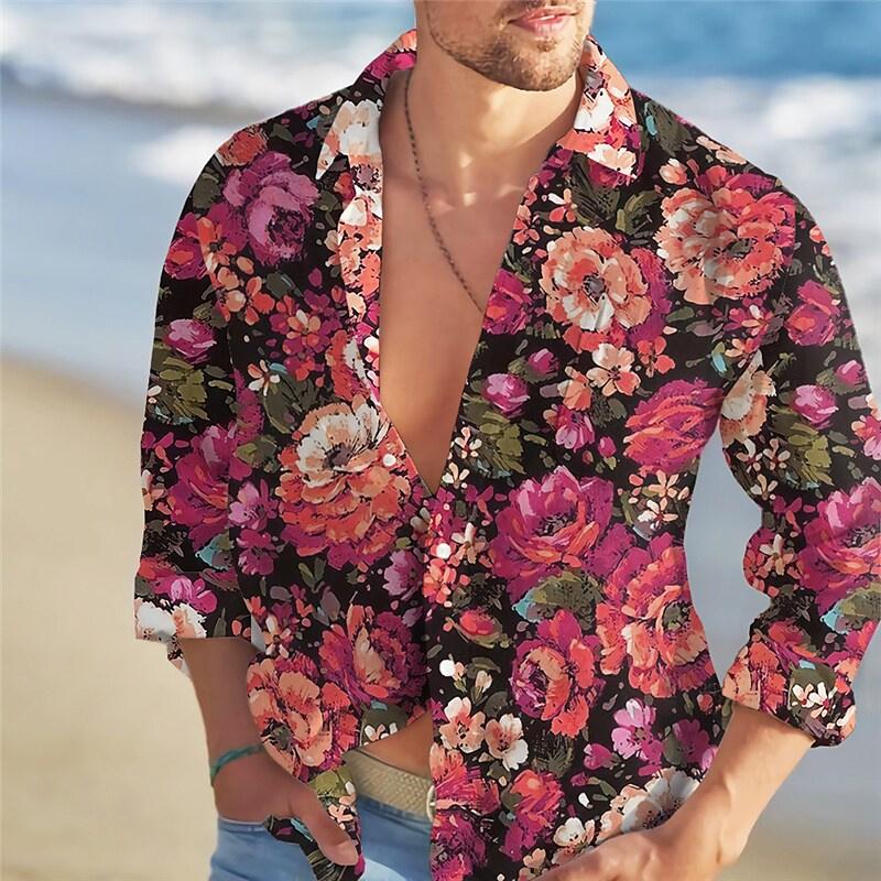 Men's Shirt Hawaiian Floral Butterfly Color Spring Summer Fashion Trend Hot Sale Leisure Outdoor Vacation Plus Size