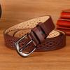 Hollow Vintage Pin Buckle Strap Genuine PU Leather Luxury Female Waist Belt  Jeans Accessories