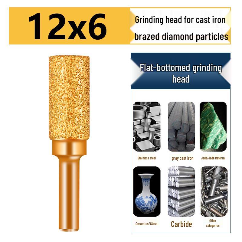 Brazed Bullet Diamond Grinding Bit for Cast Iron, 6mm Shank, 15 Polishing