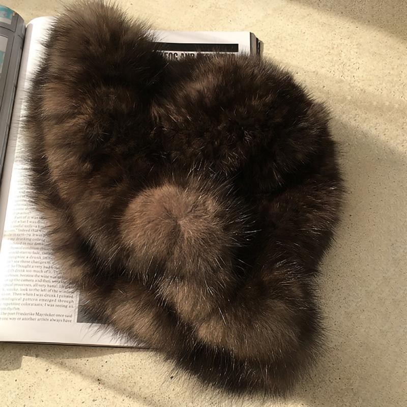 New Luxury Trendy Sable Mink Hats Warm Winter Fur Bucket Hat for Women