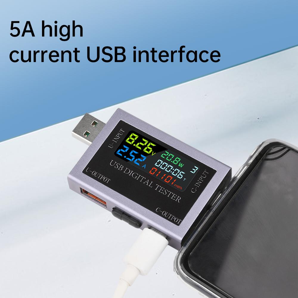 USB+Type-C Multifunktions-Spannungs-/Strom-/Leistungsmesser IPS Farbdisplay Kapazitätstester Unterstützung PD3.0/PPS/QC3.0/AFC/PE