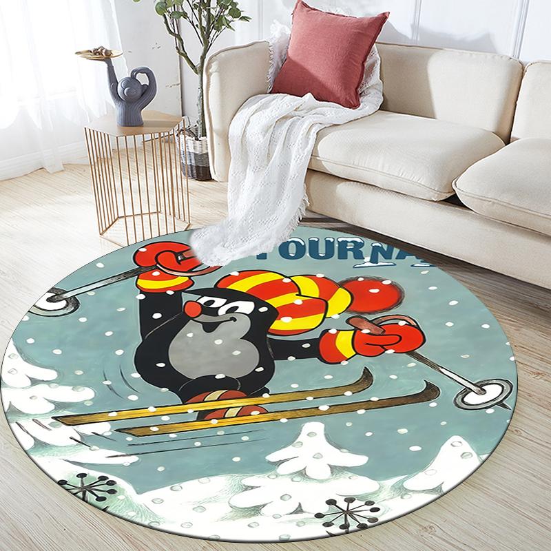Custom Name,Cute Mole pattern round rug,Carpet Rug for Living Room Bedroom Playroom ,Non-slip Floor Mat,Holiday Gifts and Birthday Gifts.