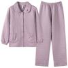 Sandwich Pure Cotton Pajamas Women's Autumn and Winter Mother's Warm Air Cotton Padded Large Size Winter Loungewear Set