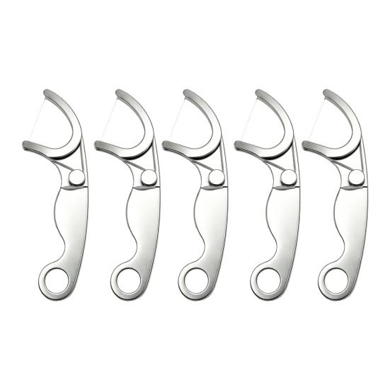 1/2/3/5Pcs Stainless Steel Dental Floss Pick, Portable Travel Reusable Oral Care Flossers, Heavy Duty Metal Teeth Deep Cleaning Tools