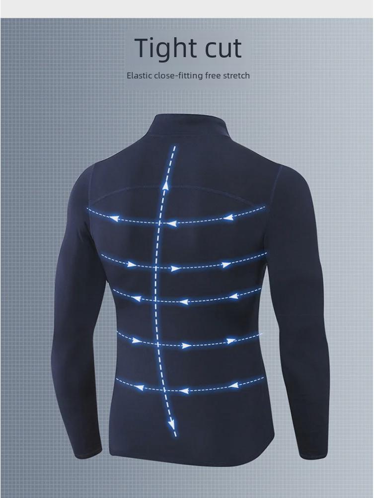 Men's Autumn/Winter High Elastic Fitness Sweatshirt - Plus Velvet, Long Sleeve, Half-Zip, Stand Collar for Sports, Basketball & Running