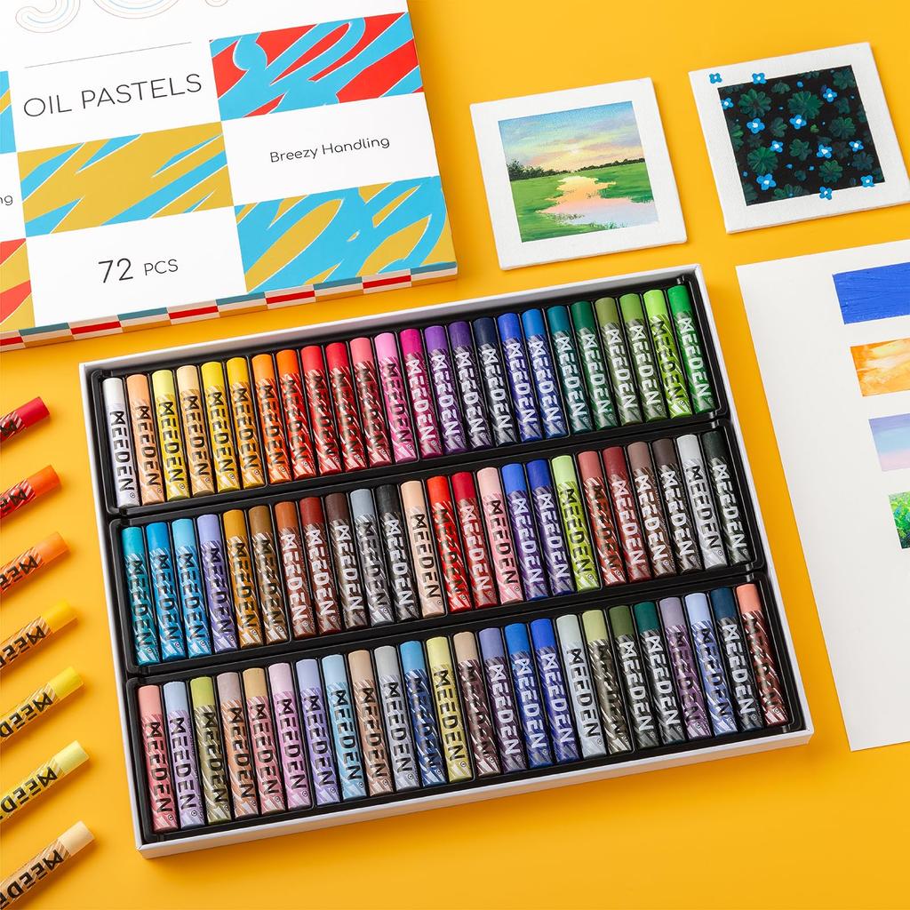 MEEDEN Soft Oil Pastel Set: 72 Vibrant Colors of Oil Pastels for Artists, Beginners, and Adults - Smooth Oil Pastel Crayons Art Supplement for Paintin