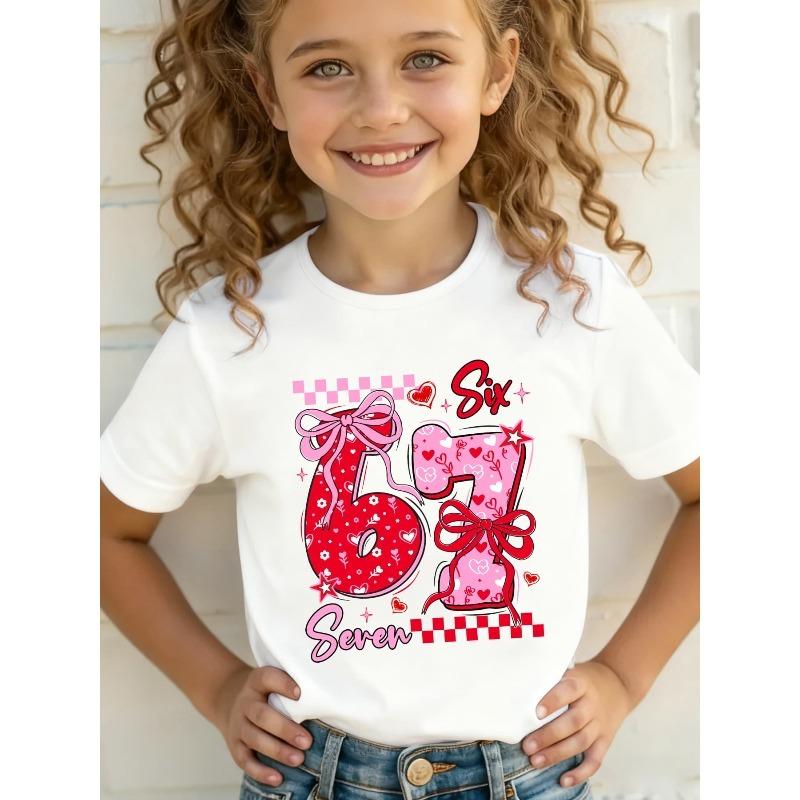 Moda Estiva Bambina T-shirt a Maniche Corte Stampa Cartone Animato Casual Versatile