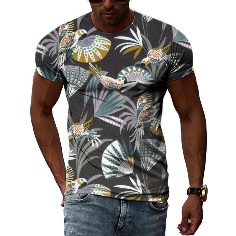 3D Vintage Rostlina Květina Potisk Ležérní Bohémský Styl Pánská Trička s Krátkým Rukávem - Měkká Středně Pružná Polyesterová Tkanina Letní Volný Střih Oblečení
