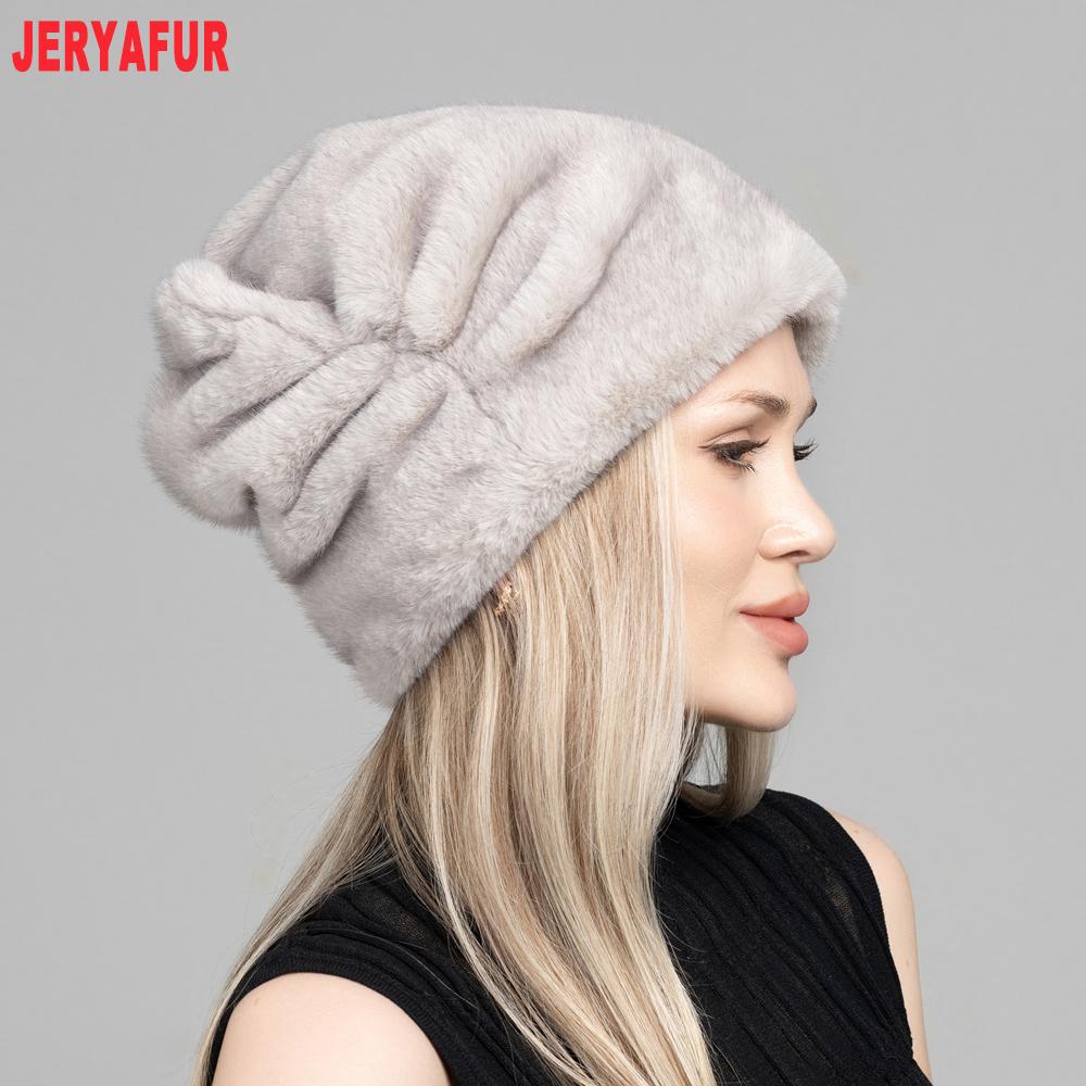 JERYAFUR Women Faux Fur Slouchy Winter Hat, Soft Plush Warm Ladies Beanie Cap for Cold Winter Outdoor Wear