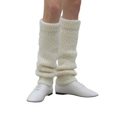 Boucle Ullblandning Mjuk Lång Stickad Varm Fluffig Benvärmare Långa Stövlar Fotlösa Mode Långa Höga Strumpor Koreansk Höst/Vinter 80-tal (Elfenben)