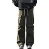 SWAMP AREA Men's Windproof Workwear Pants Spring Autumn American Street Style Draped Straight Loose Fit Trousers KS381 Military Green S