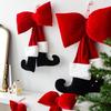 Black Boot Velvet Bow Christmas Ornaments Festive Wall Hanging Decoration for Tree Soft Plush Holiday Accents