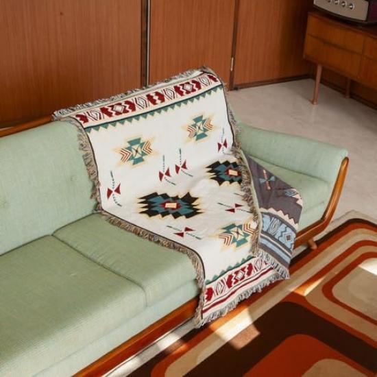 Dulton Jacquard S Native 950 x 1430mm Jacquard Woven Sofa Cover Blanket Multi-Cloth Multi-Cloth RN-0582S/NATV