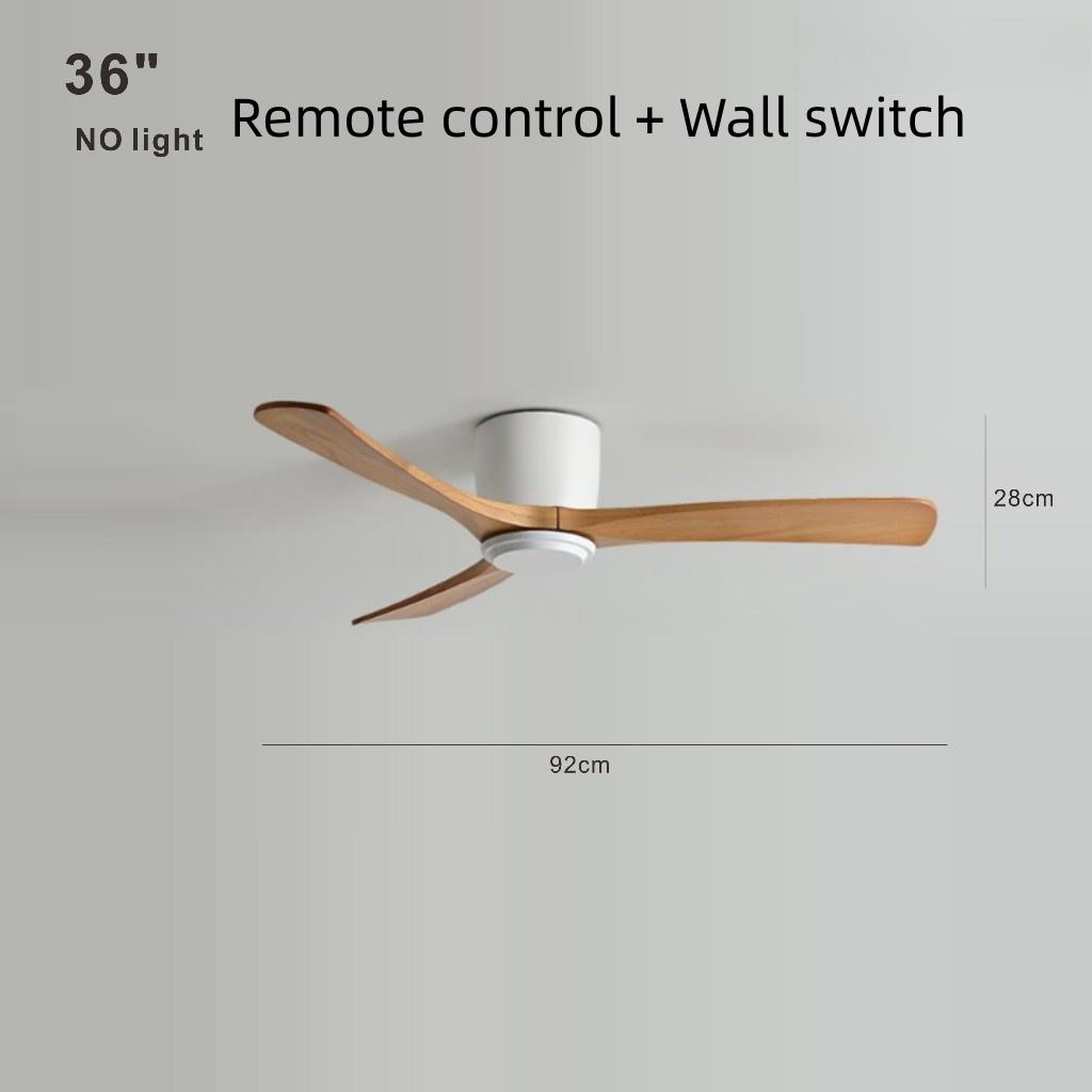 Living Room Bedroom Solid Wood Ceiling Fan Creative Villa Hotel Decoration Fan Nordic Minimalist Variable Frequency Fan