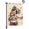 Christmas catGarden Flag 12x18 Inch Double Sided for Courtyard Outdoor Welcome Flag Decoration (Excluding Flagpole)