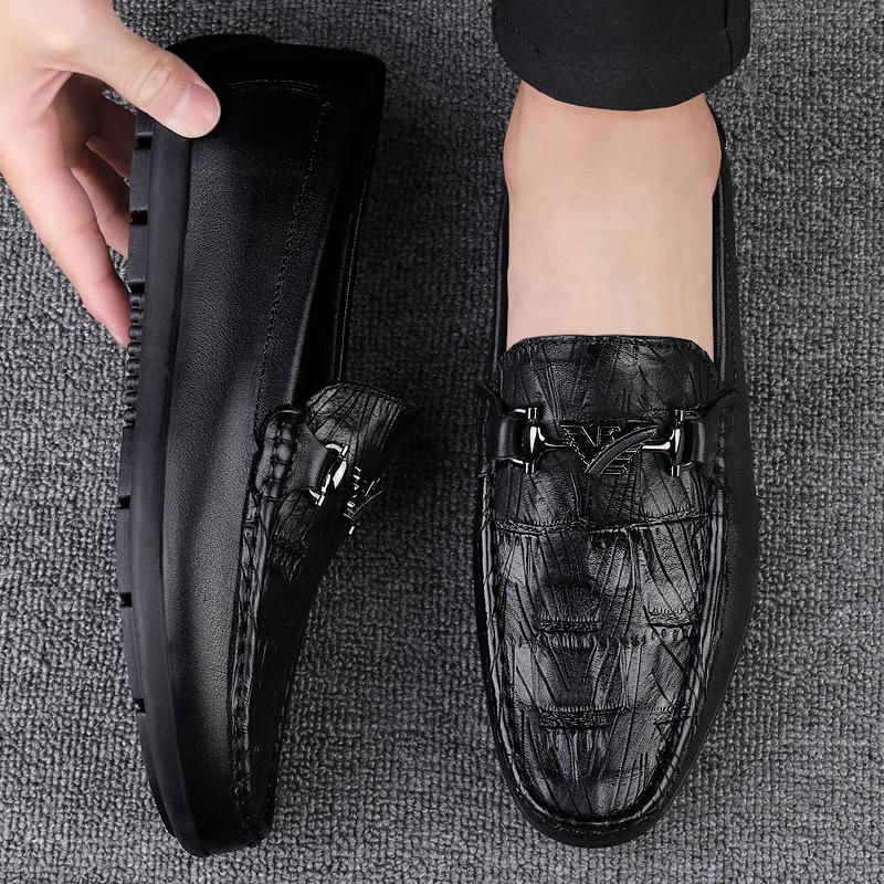 Fashion Men's Genuine Leather Loafers Classic Business Casual Slip-On Dress Shoes for Men Comfortable Stylish Office Work Formal Shoes