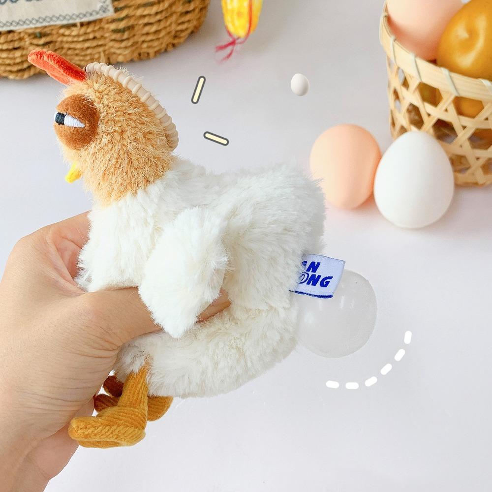 Rubber Plush Chicken Keychain Simulation Egg-laying Animal Key Holder Hens Key Ring Release Stress