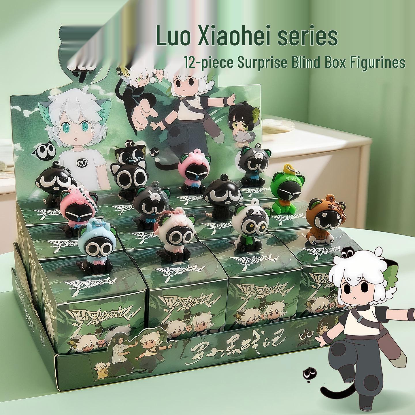 

Luo Xiaohei Сліпа коробка Брелок Pop-It: Милий кулон для рюкзака та фігурка ключа від машини в подарунок