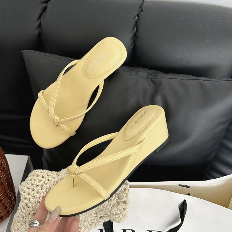 Mode Mode Runde Zehen Damen Keilabsatz Hausschuhe Sommer Damen Pantoletten Sandalen Flache Damen Keilabsatz Schuhe Flip Flops