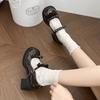 Mode Eleganta Mary Jane-skor med hög klack och rosett Kvinnor Ankelspänne Plattforms-pumps Dam Japanska Lackläder Lolita-skor Kvinna