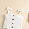 Toddler Baby Girl Outfit Bow Straps Ribbed Knit Tank Tops Belt A-line Mini Skirt Set 2pcs Summer Cute Clothes