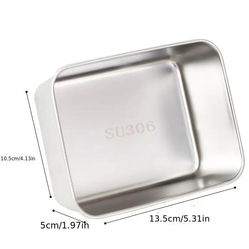 

304 Stainless Steel Deepened Bento Packaging Box, Sealed Preservation Box, Thickened Picnic Lunch Box with Lid, Insulated Lunch Box 410 [Uncovered]