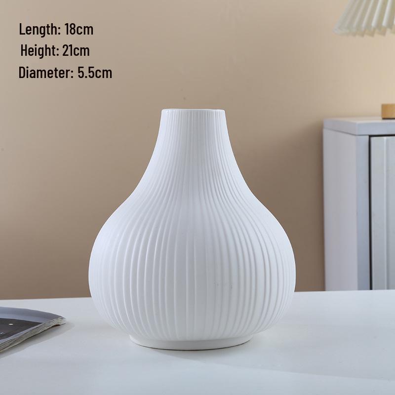 Large White Unglazed Ceramic Vase for Living Room Flower Arrangements