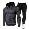 Men's Warm Sports Suit Long-sleeved Lined Padded Hoodie + Pants 2-piece Set