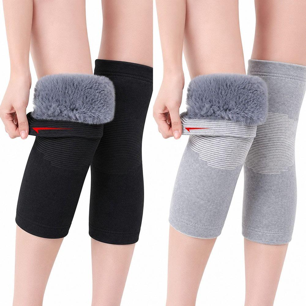 Faux Rabbit Fur Thermal Knee Sleeves Elastic Knit Fleece Knee Pads Knee Warmers  Outdoor Activities