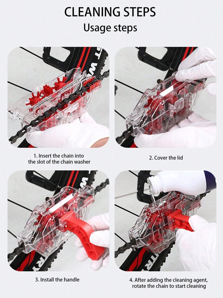 1pc Bicycle Chain Cleaner Mountain Road Bike Transparent Visualization Immersion Chain Cleaner Oil Pollution Cleaning Tool