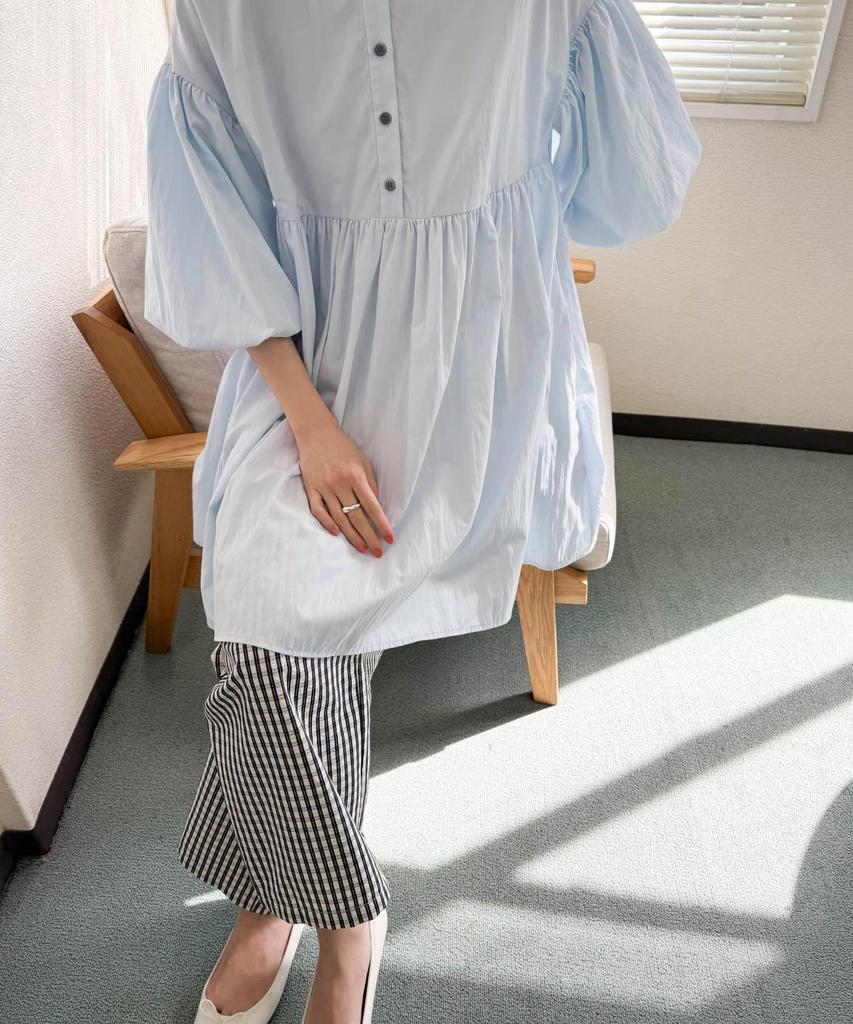 URBAN RESEARCH DOORS Women's Volume Sleeve Tunic Dress, Size SAX M, DRA4-23R105