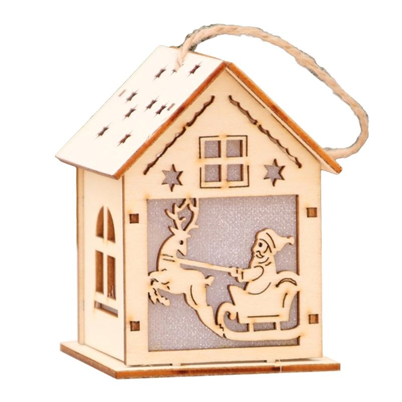 

3/5’’ Xmas Desk Decor House Santa/Snowman/Reindeer Tabletop Decor Lovely Christmas Ornament DIY Wooden Puzzle Art Crafts