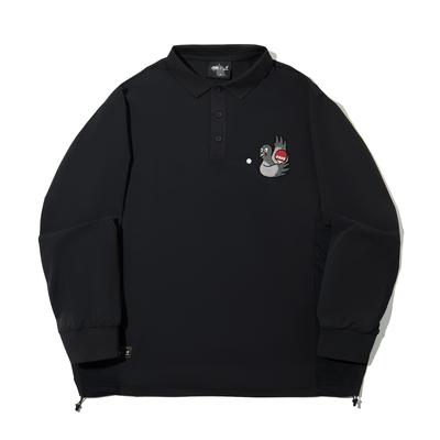 Li Ning X Staple Collaboration Series Comfortable Casual Simple Pullover Loose Long Sleeve Polo Shirt Men Tops Black AAEV031-3