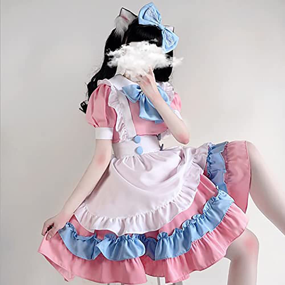 Formemory Maid Cute Lolita Ribbon Princess Gothic Lolita Plus Cute Maid Outfit with Bow and Cat Claw Gothic Dress Costume, Cosplay, Costume, Dress,