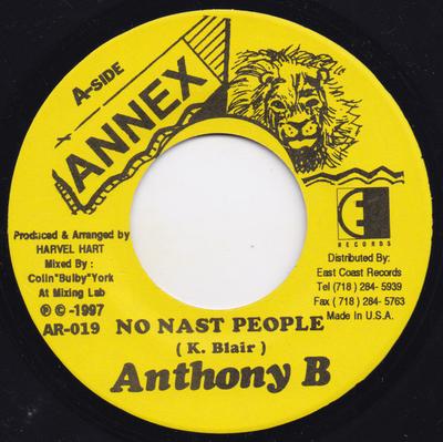 Disc de 7 inch ANTHONY B - No Nast People AH019 Annex 1997 Jamaica Reggae, Ska & Dub Folosit