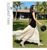 Korean Casual Sleeveless Color Block Mesh Maxi Dress - Women's Summer Slimming Style
