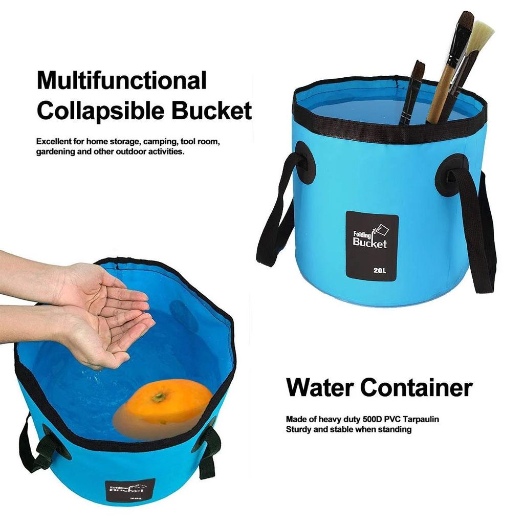 20L Portable Foldable Water Bucket Camping Water Storage Container Car Supplies Travel Hiking Fishing Gardening Accessories