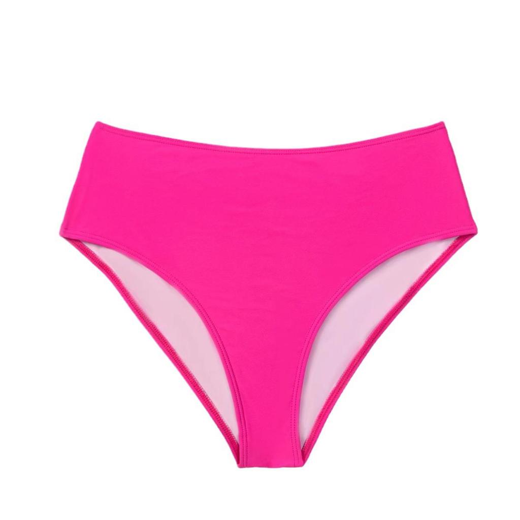 High-Waist Solid Color Bikini Swim Bottoms - Pure Desire Style