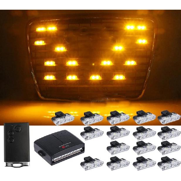 8/16 in 1 LED Suv Grille Strobe Light Automotive Strobe Warning LED Flashing Emergency Car External Light with wireless control