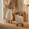 2 Pieces Sheep Figurine Decorative Ornament Textured Animal Statue for Collectors,