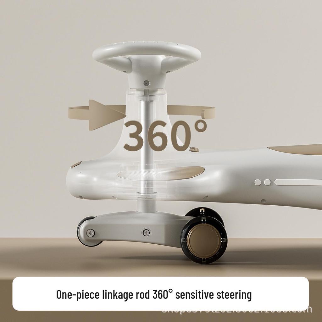 Children's Twist Car with Parent-Child Co-Riding, Suitable for Ages 1-8, Silent Wheels, Push Rod & Handle, Adult-Friendly Wiggle Car.