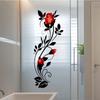 Rote Rosenranken Glasaufkleber für volltransparente Badezimmer, Romantische Dekorative Aufkleber
