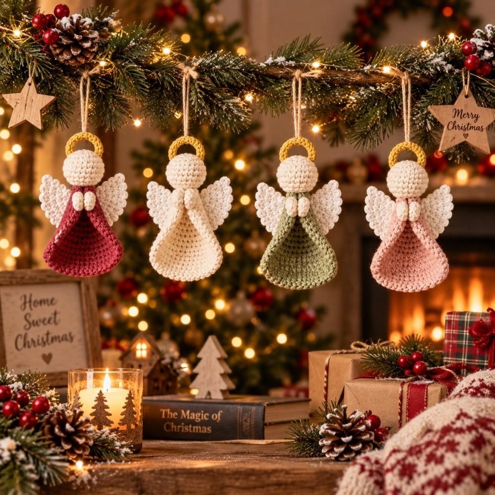 Cute Angel Doll Craft Making Kit Wings Girl Knitted Angel Pendant Crochet Angel DIY Kit Xmas Gift