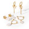 50/2000  French Vintage Star Earrings, Fashionable Versatile Pearl Tassel Studs, Titanium Steel Drop Earrings