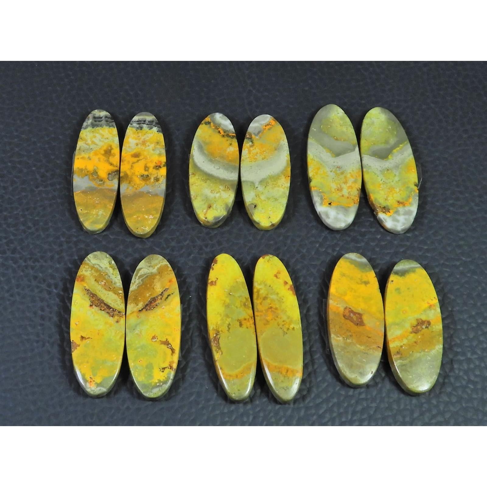 

138Cts.Natural Bumble Bee Jasper Matched Pair Oval Loose Gemstone 06Pair Lot C-2214