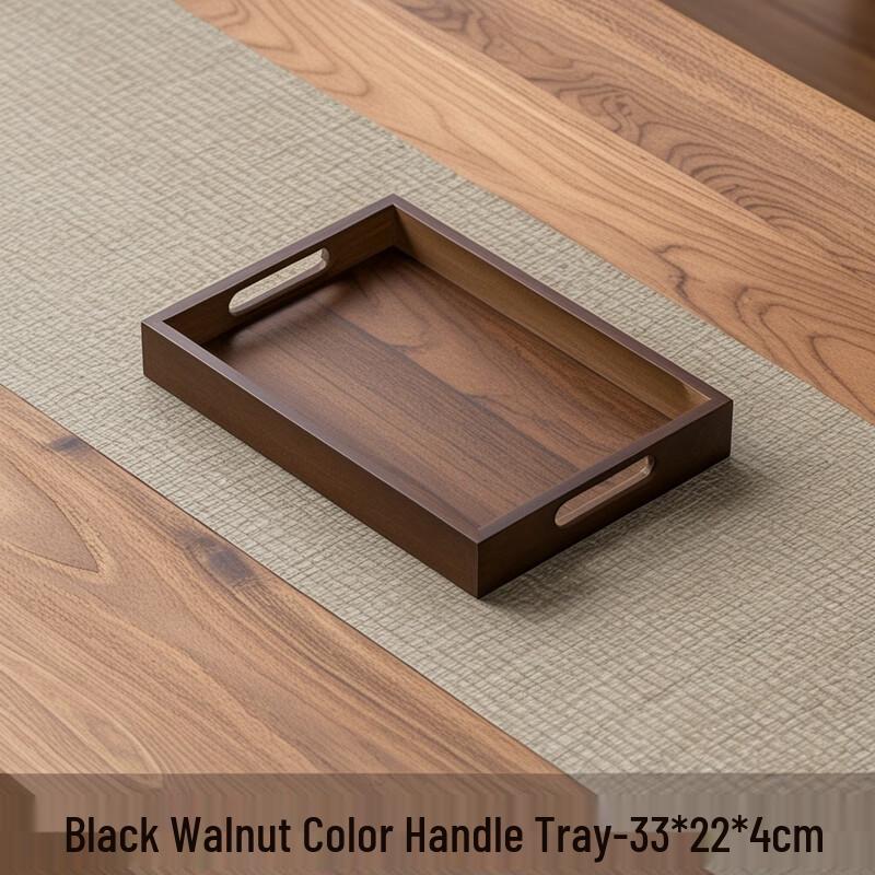 Zhaoran Japanese Bamboo Serving Tray with Black Walnut Handles