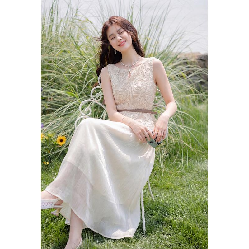 Mocana Women's Elegant Lace Sleeveless Top & Long Skirt Set